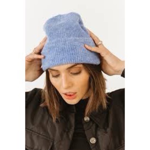Wool Blend Beanie Hat Blue One Size NWT - Picture 5 of 5